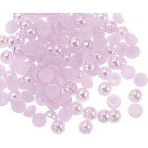 HARFINGTON 300pcs Flatback Pearls 6mm ABS Plastic Half Round Dome Imitation Pearls Craft Beads for DIY Craft Shoes Decorations Clothes Wedding Christmas Photo Frames, Pink