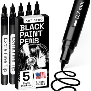 ARTISTRO 5 White Paint Pen for Rock Painting, Stone, Ceramic, Glass, Wood, Tire, Fabric, Metal, Canvas. Set of 5 Acrylic Paint White Marker Water-based Extra-fine Tip