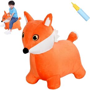 INPANY Bouncy Giraffe Hopping Toys for 1 2 Year Old Girl Birthday Gifts, Toddler Plush Hopper, Ride on Inflatable Animal Rubber Bouncer, Outdoor Indoor Jumping Horse Toys for 3 4 Yr Old Boy