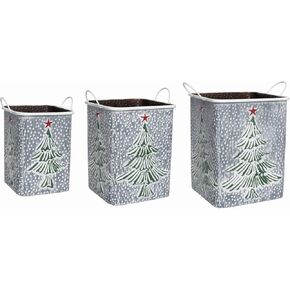 Transpac Metal Nested Christmas Tree Baskets, Set of 3