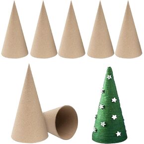 12 Pcs Paper Mache Cones for Christmas, Open Bottom Cardboard Cones for Crafts Christmas Tree Gnomes Ornament, Paper Cones Tree Cone for DIY Art Projects Decorations, 5.9 * 2.76 inch