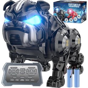 Remote Control Robot Dog Toys for Boys, Rechargeable Programmable Stunt Robot Dog with Singing, Dancing and Touch Functions for Boys Ages 3 4 5 6 7 8 9+ Birthday, Black