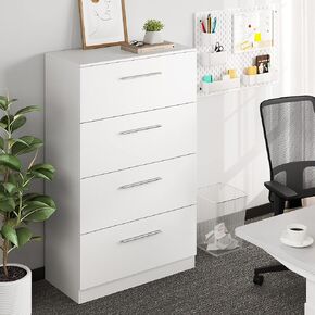 YITAHOME White Vertical 4-Drawer Filing Cabinet, 15.8" w Chests of Drawers, Deep Vertical Storage Cabinet for Letter, A4, Legal Files, Ideal for Home Office Organization