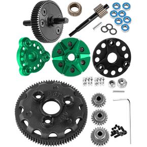 RC Transmission Gear &48P 86T w/19T 21T 23T Pinions &Slipper Clutch &Pressure Plate &Slipper Rebuild Kit Upgrades Part for 1/10 2WD Slash/Rustler/Stampede/Bandit 2WD(VXL) RC Car,Green