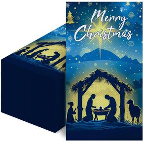 100 Pcs Christmas Nativity Paper Napkins,Disposable Jesus Holy Night Christmas Paper,Xmas Nativity Decorative Religious Hand Towels for Winter Holiday Christmas Dinner Party Supplies