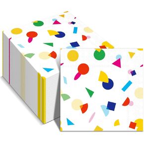 100 Pcs White Donut Sprinkles Napkins Donut Party Paper Napkins 2 Ply Disposable Party Napkins for Baby Shower Birthday Party Theme Table Decor Supplies