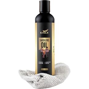 Eagle Saddle Oil with Cloth – Neatsfoot Oil for Leather Saddles, Reins, Stirrups, Riding Gear & Accessories - Leather Oil with Neetsfoot Oil for Deep Conditioning(8.45oz)