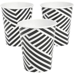 Fun Express BLACK OVERLAPPING CHEVRON CUP - Party Supplies - 8 Pieces
