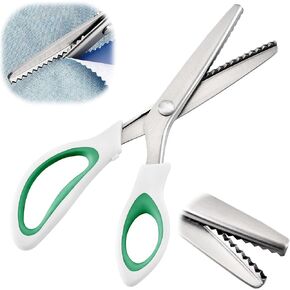 Sewing Pinking Shears, Pinking Shears Serrated, Pinking Shears Craft Scissors, Zig Zag Craft Scissors Decorative Edge, Stainless Steel Pinking Shears Scissors for Sewing Fabrics, Leather, Craft Paper