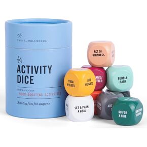 Two Tumbleweeds Mood-Boosting Activity Dice - Game for Adults, Teens, Therapists, Retirees - Set of 9 Dice for Increasing Happiness & Well-Being - Unique Gift - 1+ Players