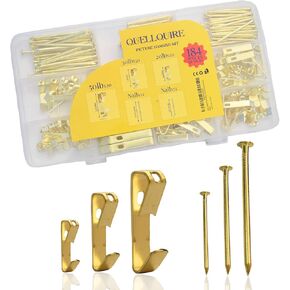 184-Piece Picture Hanging Kit – Includes 20lb, 30lb, and 50lb Wall Picture Hangers with Metal Hooks and Nails for Drywall, Wood Walls and More