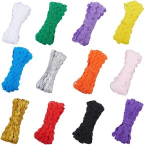 GORGECRAFT 66Yds 12 Colors Wave Bending Fringe Trim RIC Rac 3/16 Inch~3/8 Inch Wide Woven Braided Fabric Ribbon for DIY Sewing Crafts Wedding Dress Clothing Lace Party Gift Wrapping Scrapbooking