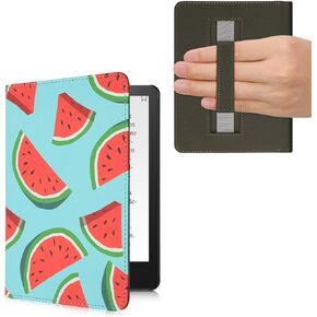 kwmobile Case Compatible with Amazon Kindle Paperwhite 11. Generation 2021 Case - PU Cover w/Strap - Watermelon Slices Red/Green/Black