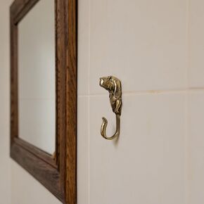 Basset Hound decorative Space-saving Clothes Hanger Holder. Handmade. For Kitchen Living Room Bathroom. Rack hangers for hanging Coats Towels Keys Hats Purse Backpacks. Unique design. Brass
