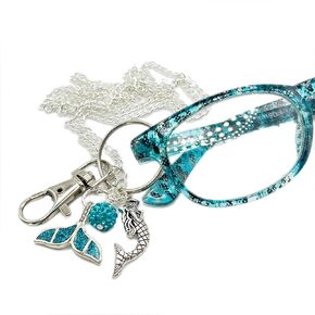 Mermaid and Beach Charm Eyeglass Lanyard, Necklace for Glasses with Ocean Charms, Best Gift for Mom