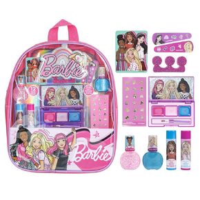 Barbie - Townley Girl Makeup Filled Backpack Set with 12 Pieces, Including Lip Balm, Nail Polish, Nail File, Hair Bows, and Other Accessories, Ages 3+ for Parties, Sleepovers and Makeovers