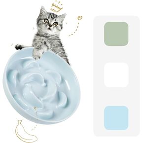 Cat Slow Feeder Bowl Melamine - Pastel Series Slow Feeding Cat Bowl - Cute Maze Cat Food Plate for Healthy Eating - Fun Cat Puzzle Feeder Dish - Dishwasher Safe - 6.3''W x 1.2''H - 7 OZ - Ivory White