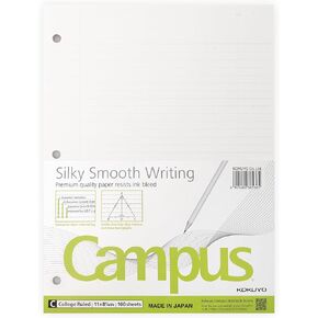 ​​Kokuyo Campus Loose Leaf Paper for 3 Ring Binders, 8-1/4"x11", College Ruled Notebook Paper, 100 Sheets, Japanese Smooth Paper Prevents Ink Bleeding, School Suppliers, Made in Japan(WSG-NO-887G1)