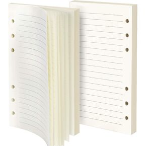 Refill Lined Paper, Leather Journal Refills Lined, 6-Holes Inserts (320 Pages) for A6 Binder Refillable Journals Notebooks, 2 Pack(Each Pack 80 Sheets, 160 Pages)
