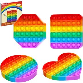4 Pack Fidget Toys,Pop Fidgets Pack Party Favors for Kids & Adults,Push Sensory Toys Bulk Toddler Toys,Stress Relief Gifts for Easter,Christmas,Party Supplies,Classroom Prizes