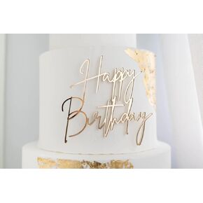 قطعة واحدة من أعلى كعكة عيد ميلاد سعيد، مرآة ذهبية من الأكريليك لتزيين كعكة عيد ميلاد سعيد، مستلزمات سحر كعكة عيد ميلاد سعيد لحلوى كعكة عيد الميلاد