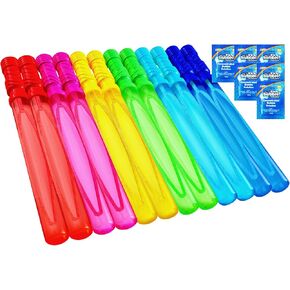 JOYIN 14.6’’ Big Bubble Wands for Kids, 6 PCS Bubble Wand with Refill Solution for Summer Toy Party Favor, Outdoors Activity, Easter Basket Stuffers, Birthday Gift