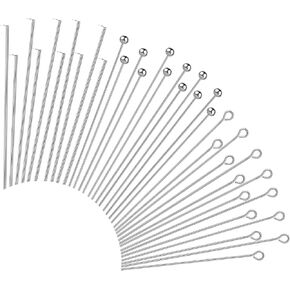 600 Pcs Head Pins For Jewelry Making Straight Head Eye Pins 3 Styles Stainless Steel Eye Pins Metal Wire Eyepins Beading Small Open Eye Head Pins For Craft Earring Bracelet Necklace Pendant Supplies