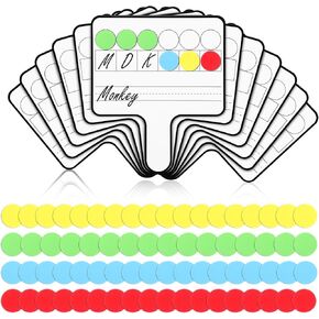 Seajan 12 Pcs Paddle Set Education Dry Erase Double Side Handheld Answer Board with Magnetic Counters Discs Phonemic Awareness Phonics Games Toy for Students Kids Teaching (Classic Color)