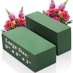 2 Pcs Floral Foam Blocks (Larger Size 9" X 4" X 3" Each) Florist Flower Foam Green Bricks Applied Dry or Wet Flower Foam Bricks Arrangement Supplies for Artificial or Fresh Flowers