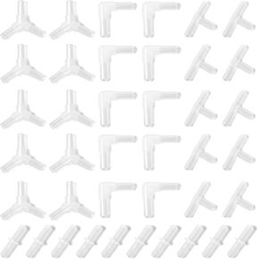 AQUANEAT Aquarium Airline Tubing Connector, Fish Tank Air Pump Connector, Plastic, 40Pcs (4 Kinds)