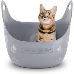 Litter Genie Cat Litter Box | Made with Flexible, Soft Plastic | Features High-Walls and Handles for Privacy and Portability