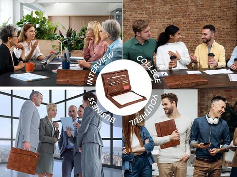 AZXCG portfolio binder,Vegan Pu Leather Padfolio for Men and Women,Organizer Binder with Zippered, A4 Notepad Holder, Fits 13.3" iPad, Portable Portfolio with Handle and Business Card - Vintage Brown in Kuwait