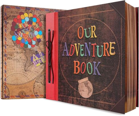JIMBON Our Adventure Book 180 Pages Scrapbook Photo Album,Retro Style Embossed Letter Leather Cover Travel Diary Journal Scrap Book For Couples,Memory Book For Anniversary Wedding in Saudi Arabia