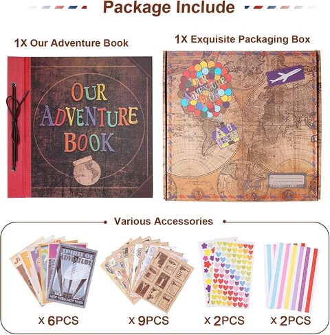 JIMBON Our Adventure Book 180 Pages Scrapbook Photo Album,Retro Style Embossed Letter Leather Cover Travel Diary Journal Scrap Book For Couples,Memory Book For Anniversary Wedding in Saudi Arabia