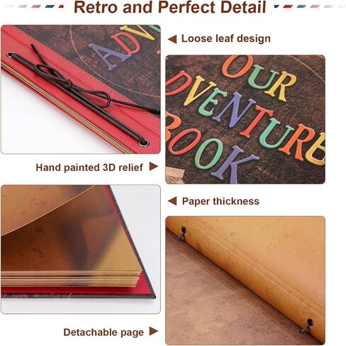 JIMBON Our Adventure Book 180 Pages Scrapbook Photo Album,Retro Style Embossed Letter Leather Cover Travel Diary Journal Scrap Book For Couples,Memory Book For Anniversary Wedding in Saudi Arabia