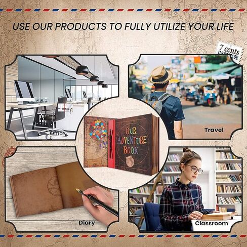 JIMBON Our Adventure Book 180 Pages Scrapbook Photo Album,Retro Style Embossed Letter Leather Cover Travel Diary Journal Scrap Book For Couples,Memory Book For Anniversary Wedding in Saudi Arabia