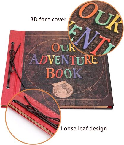 JIMBON Our Adventure Book 180 Pages Scrapbook Photo Album,Retro Style Embossed Letter Leather Cover Travel Diary Journal Scrap Book For Couples,Memory Book For Anniversary Wedding in Saudi Arabia