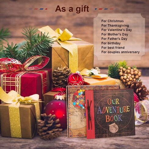 JIMBON Our Adventure Book 180 Pages Scrapbook Photo Album,Retro Style Embossed Letter Leather Cover Travel Diary Journal Scrap Book For Couples,Memory Book For Anniversary Wedding in Saudi Arabia
