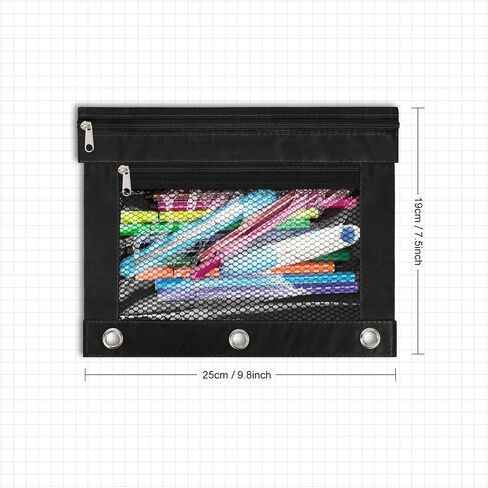 IKAYAS 20 Pack Black Pencil Pouch bulk 3 Ring Binder Pencil Pouch with Zipper, Pencil Pouches Bags for Classroom bulk Pencil Box Pencil Case for Storing School Students Teacher Supplies in Saudi Arabia