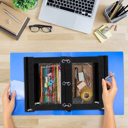 IKAYAS 20 Pack Black Pencil Pouch bulk 3 Ring Binder Pencil Pouch with Zipper, Pencil Pouches Bags for Classroom bulk Pencil Box Pencil Case for Storing School Students Teacher Supplies in Saudi Arabia