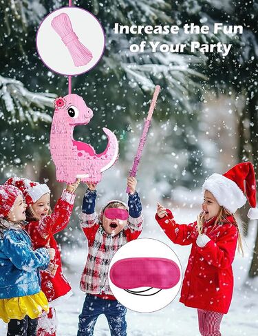 31.5" Wood Pinata Stick - Durable Pinata Bat with Blindfold, Confetti & Rope - Fun Pinata Buster for Kids' Parties, Birthdays & Celebrations(Pink) in Saudi Arabia