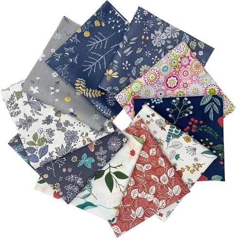 10Pcs Cotton Fabric Squares Bundles 25 x 25 cm Floral Patterns Printed Fabric Patchwork Craft Cloths for Sewing Quilting DIY Needlework Decoration Scrapbooking Handwork (Grey) in Saudi Arabia