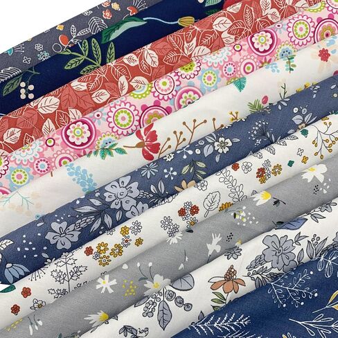 10Pcs Cotton Fabric Squares Bundles 25 x 25 cm Floral Patterns Printed Fabric Patchwork Craft Cloths for Sewing Quilting DIY Needlework Decoration Scrapbooking Handwork (Grey) in Saudi Arabia
