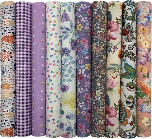 10Pcs Cotton Fabric Squares Bundles 25 x 25 cm Floral Patterns Printed Fabric Patchwork Craft Cloths for Sewing Quilting DIY Needlework Decoration Scrapbooking Handwork (Grey) in Saudi Arabia