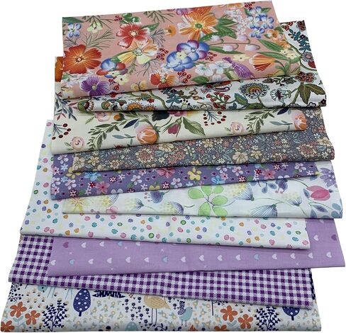 10Pcs Cotton Fabric Squares Bundles 25 x 25 cm Floral Patterns Printed Fabric Patchwork Craft Cloths for Sewing Quilting DIY Needlework Decoration Scrapbooking Handwork (Grey) in Saudi Arabia