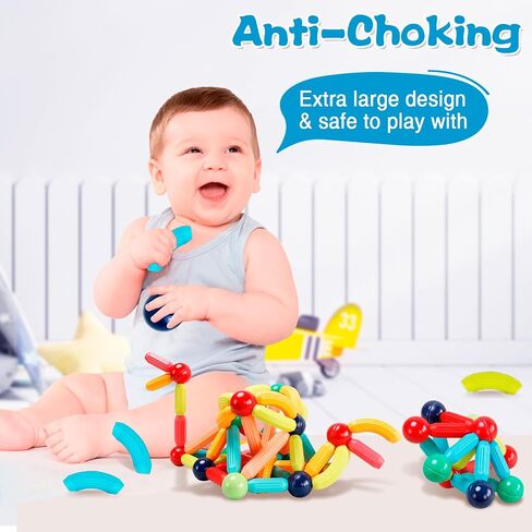 Magnetic Building Blocks STEM Educational Toy for Kids Montessori Learning Sticks and Balls Preschool Sensory Toys for Toddlers Gift for 3 Year Old Boys & Girls in Saudi Arabia