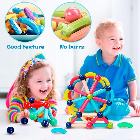 Magnetic Building Blocks STEM Educational Toy for Kids Montessori Learning Sticks and Balls Preschool Sensory Toys for Toddlers Gift for 3 Year Old Boys & Girls in Saudi Arabia