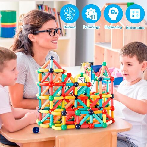 Magnetic Building Blocks STEM Educational Toy for Kids Montessori Learning Sticks and Balls Preschool Sensory Toys for Toddlers Gift for 3 Year Old Boys & Girls in Saudi Arabia