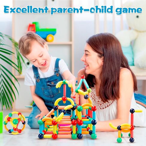 Magnetic Building Blocks STEM Educational Toy for Kids Montessori Learning Sticks and Balls Preschool Sensory Toys for Toddlers Gift for 3 Year Old Boys & Girls in Saudi Arabia