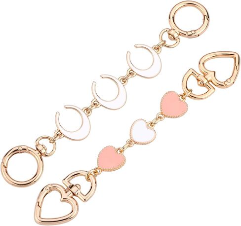 2pcs Purse Extender Chain, Exquisite Heart Pattern Bag Extender Chain Metal Purse Strap Extender Charm Chain Strap in Saudi Arabia
